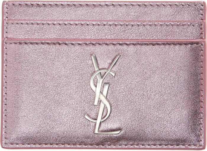 Saint Laurent YSL Metallic Leather Card Holder | Nordstrom | Nordstrom