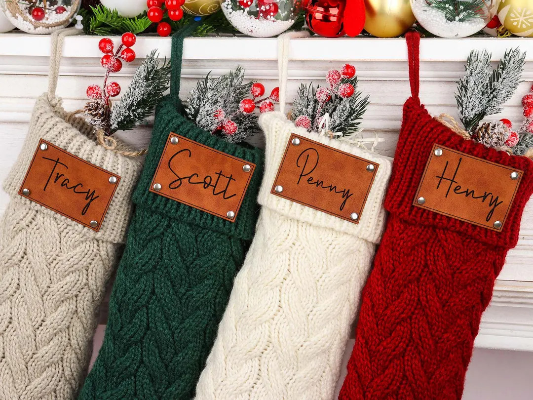 2024 Christmas Stockings With Name,Family Stockings,Holiday Stockings,Engraved Knitted Christmas ... | Etsy (US)
