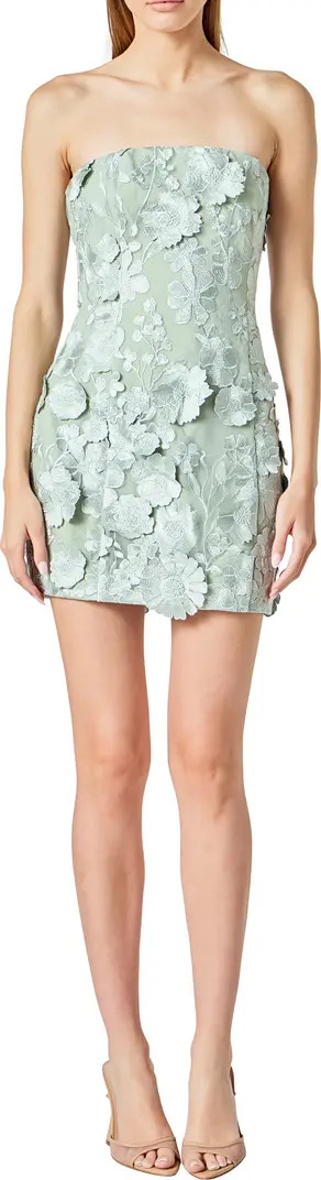 Floral Embroidery Strapless Sheath Dress | Nordstrom