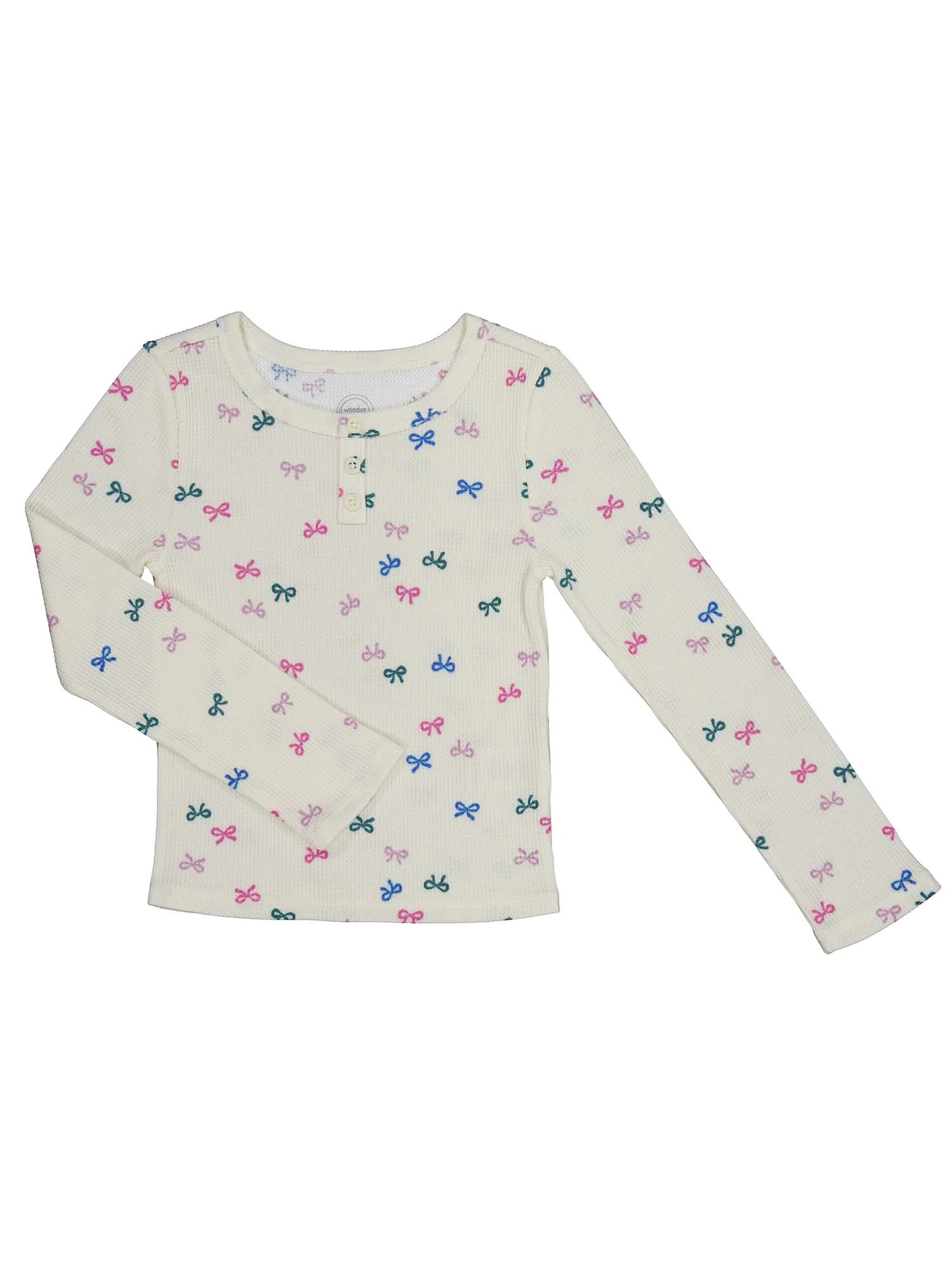 Wonder Nation Girls Long Sleeve Waffle Henley Knit Top, Sizes 4-18 & Plus | Walmart (US)