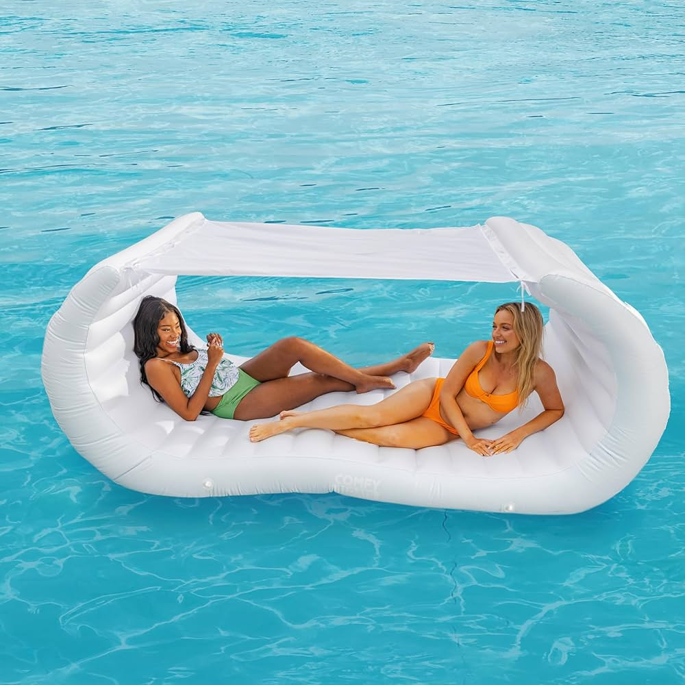 Comfy Floats Inflatable Pool Couch - White Pool Float, Floating Cabana, Luxury Pool Float for Adu... | Amazon (US)