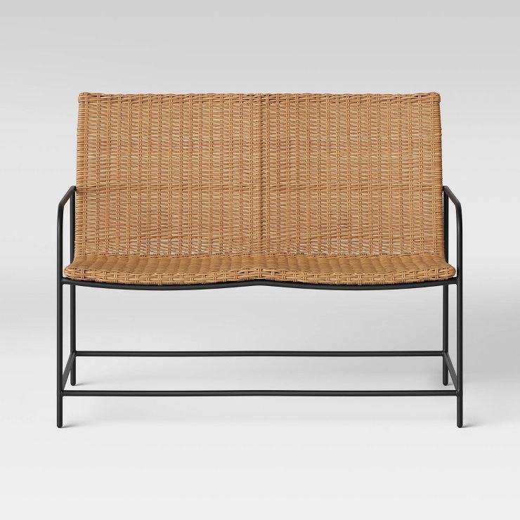 Woven wicker loveseat in a natural-tone finish | Target