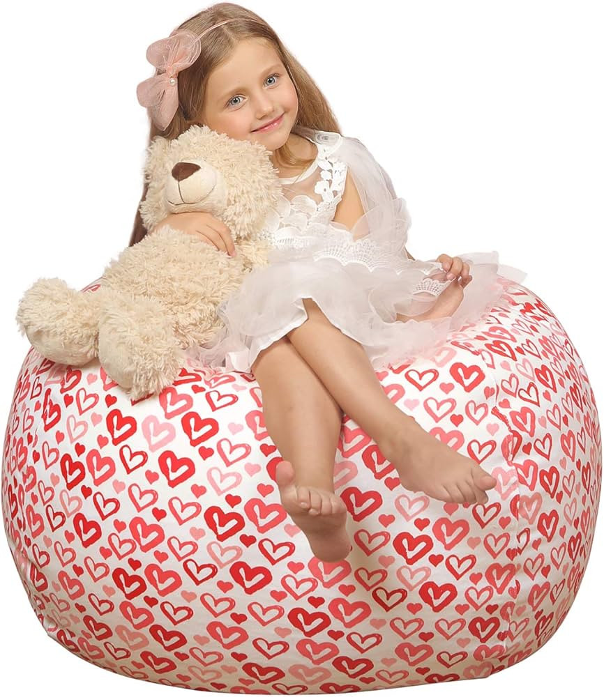 Wekapo Stuffed Animal Storage Bean Bag Chair Cover for Kids | Stuffable Zipper Beanbag for Organi... | Amazon (US)
