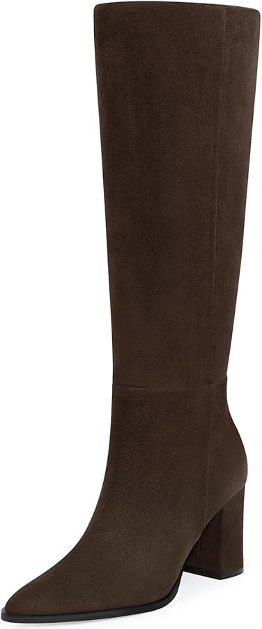 Women Knee High Boots: Comfortable Pointed Toe Tall Boot, Chunky Heel Wide Calf Fall Winter Fashi... | Amazon (US)