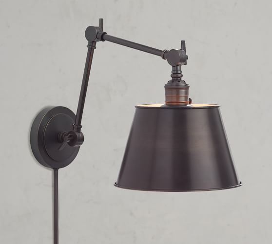 Custom Articulating Arm Tapered Metal Shade Plug-In Sconce | Pottery Barn (US)