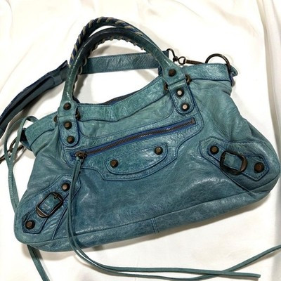 Authenticity GuaranteeBALENCIAGA The First Blue Leather 2way Shoulder Bag Handbag Vintage Auth | eBay AU