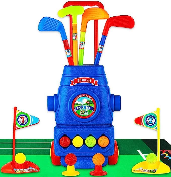 ToyVelt Toddler Golf Set - Kids Golf Clubs with 6 Balls, 4 Golf Sticks, 2 Practice Holes and a Pu... | Amazon (US)