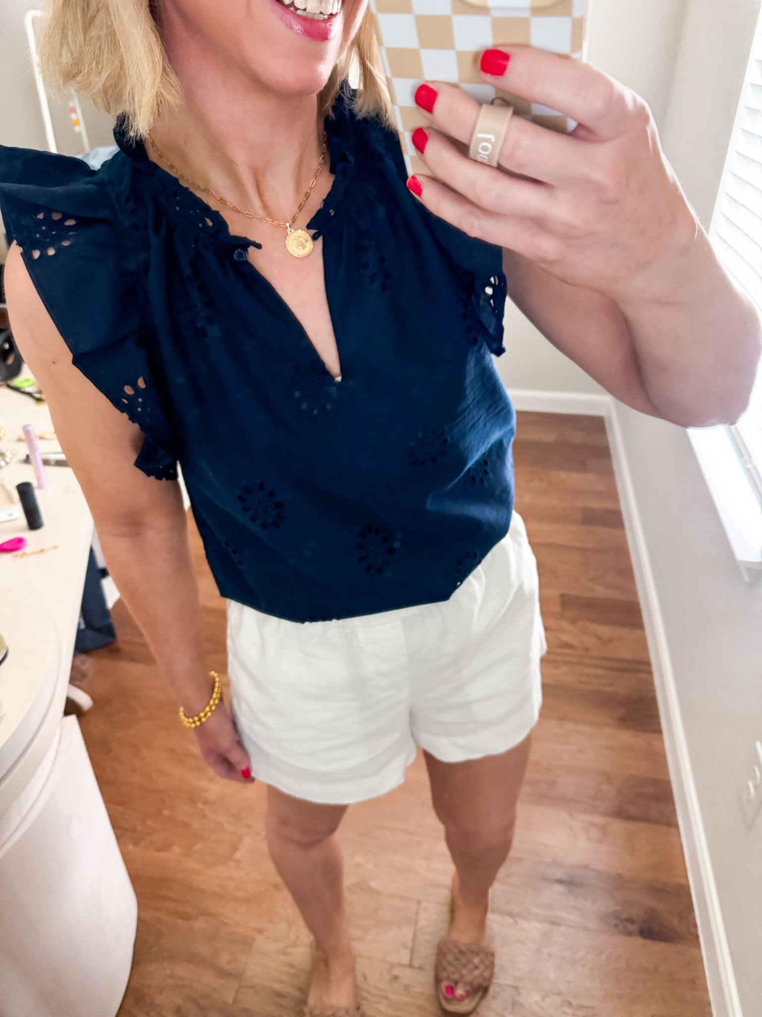 Summer outfit / summer style 

Blouse size XS
Shorts size small 
Brinker & eliza bracelet 
Gold necklace 

Church outfit / summer bbq / vacation outfit 

#ltkover40 #ltkfindsunder50
 

#LTKSeasonal #LTKOver40 #LTKFindsUnder50