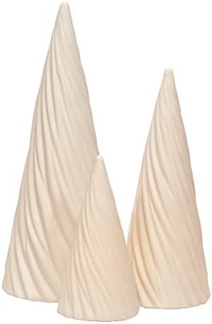 Unglazed Natural Porcelain Pre Lit LED Winter Swirl Cone Trees, Set of 3, 12 Inch | Amazon (US)