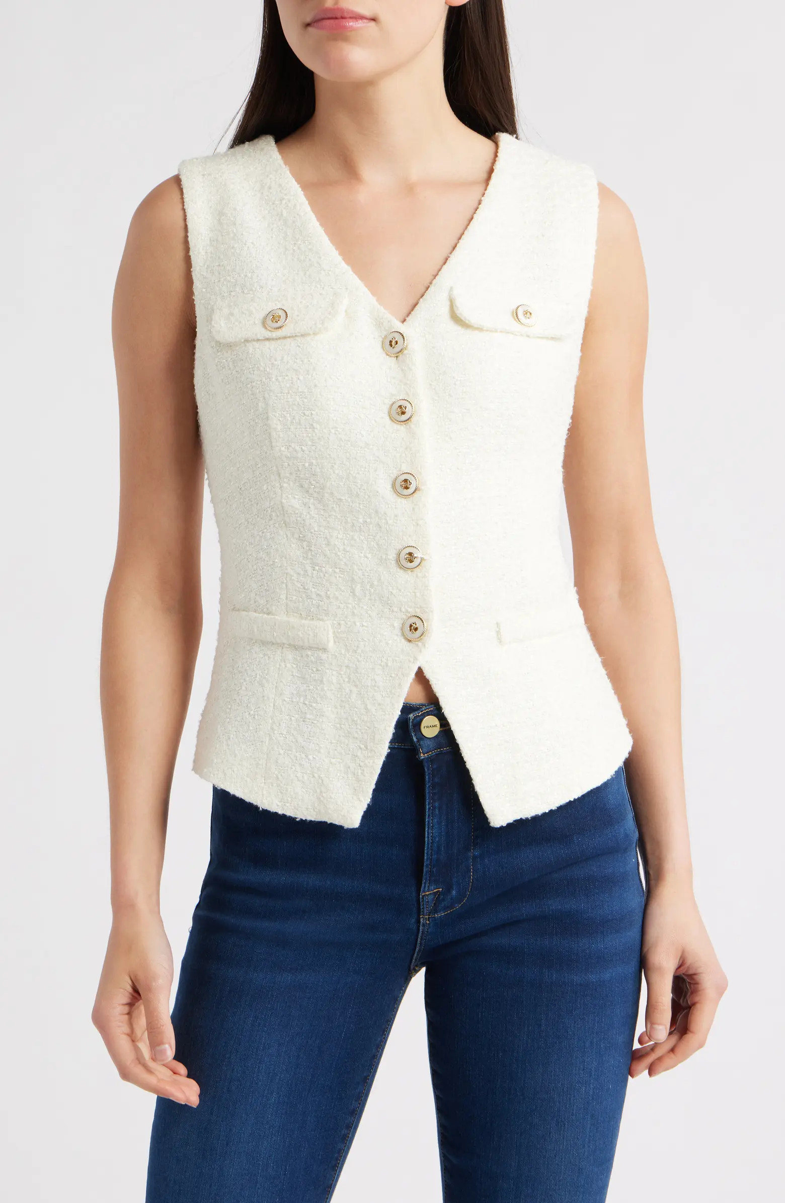 Tweed Button-Up Vest | Nordstrom