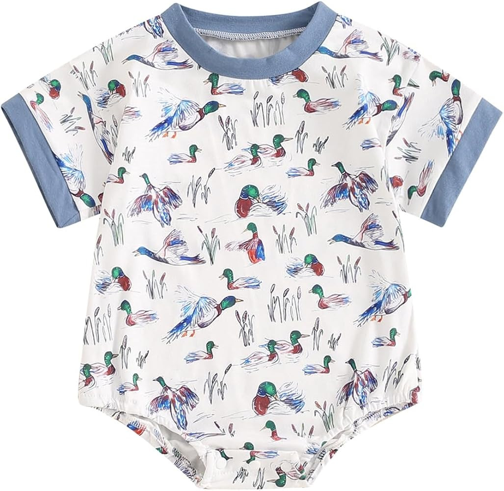 Pudcoco Baby Boys Romper Mallard Duck Hunting Baby Summer Clothes Short Sleeve T-shirt Bodysuit | Amazon (US)