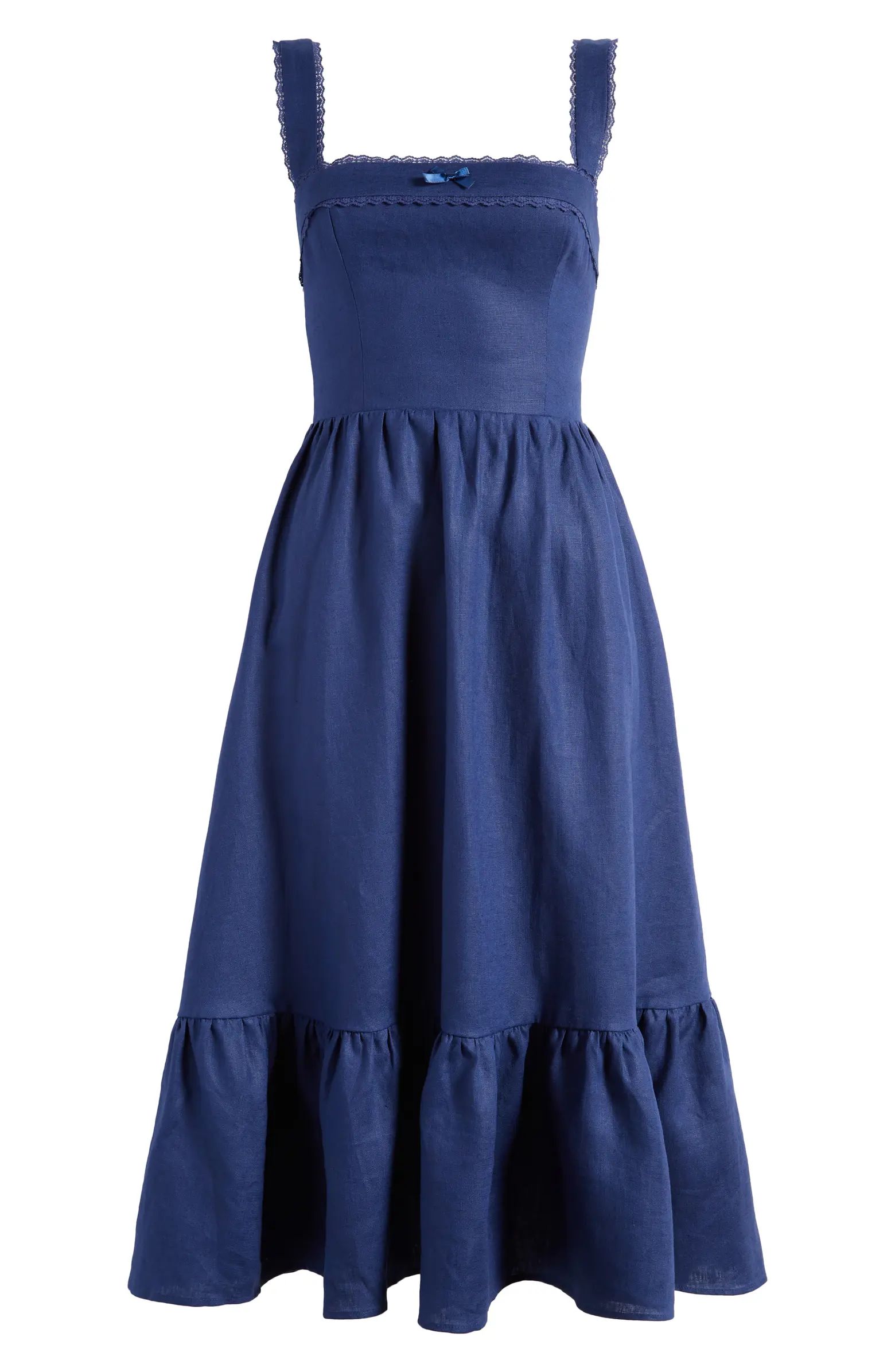 Rowen Ruffle Hem Sleeveless Linen Dress | Nordstrom