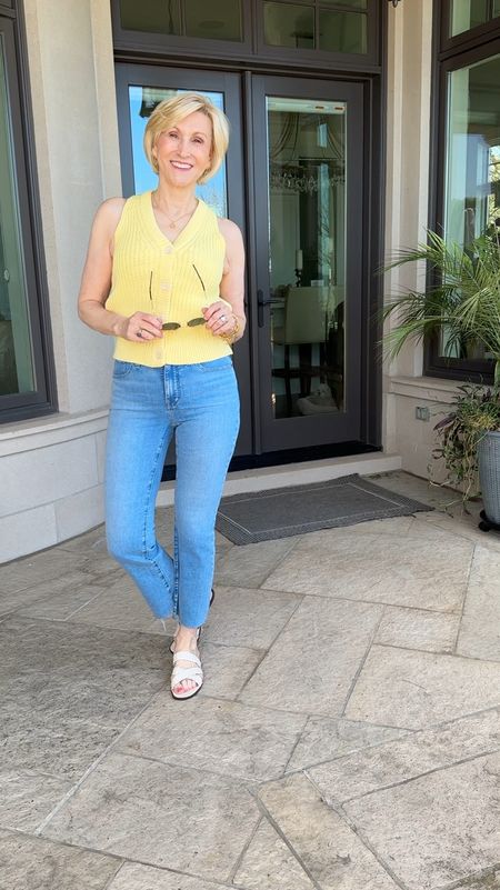 You probably have a closet full of cute tees to go with jeans, but what about a vest? I just happened to come across this cheery, yellow, chunky knit vest for summer and now I’m loving the look. The sweater vest fits true to size and adds a modern vacation look to these super cute kick out flare jeans. 

Both are from @madewell 💛


#LTKOver40 #LTKVideo #LTKSeasonal