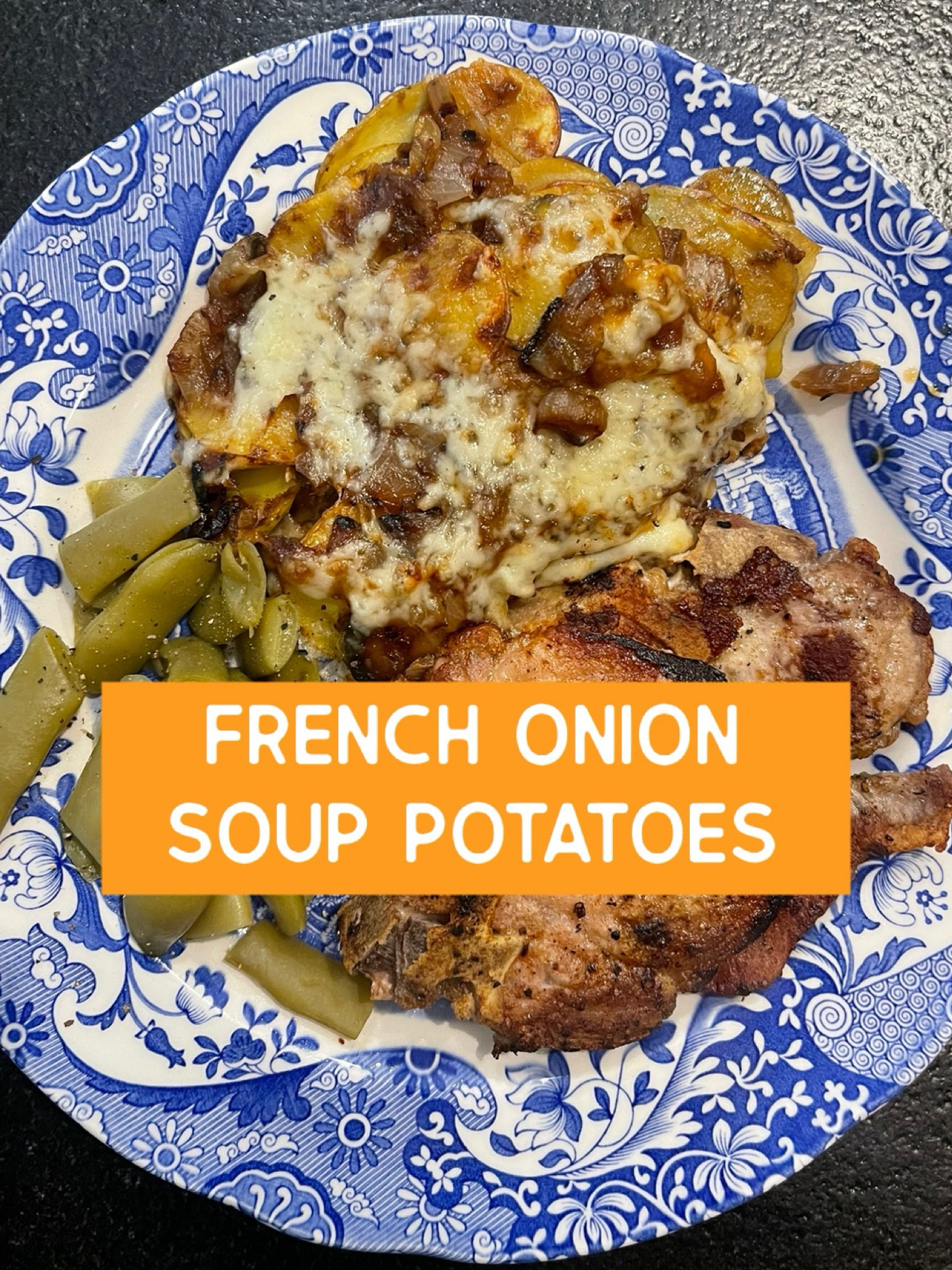 
Uncooked Yukon gold potato
1 pound(s), cut crosswise into 1/2-inch-thick slices
Kosher salt
1 tsp, divided
Black pepper
½ tsp, divided
Spanish onion
1½ pound(s), halved lengthwise and cut into ½-inch lengthwise slices (cut pole to pole, not across the equator)
Dried thyme
½ tsp
Baking soda
⅞ tsp
Gruyère cheese
½ cup(s), shredded

Preheat the oven to 450°F. Coat a small sheet pan (such as a quarter sheet pan) with cooking spray. Arrange the potato slices on the pan and coat the tops with cooking spray.
Sprinkle ½ tsp salt and ¼ tsp black pepper over the potato slices. Roast until browned and tender, about 25 minutes, turning slices over after 15 minutes.

Meanwhile, coat a large nonstick skillet with cooking spray and heat over medium-high.
Add the onions to the pan; cover and cook until starting to soften, about 5 minutes, stirring occasionally. Uncover the pan and sprinkle the onions with the remaining ½ tsp salt and ¼ tsp black pepper, the thyme, and baking soda. Reduce the heat to medium, cover the pan, and cook, stirring occasionally, until the onions are tender and deeply browned, 12 to 15 minutes.

Remove the potatoes from the oven & transfer to baking dish. Turn the oven to high broil. Arrange the caramelized onions over the potatoes and sprinkle evenly with the cheese. Broil until the cheese melts and begins to brown, it took mine 5-6 minutes 

#LTKFindsUnder50 #LTKHome #LTKFindsUnder100