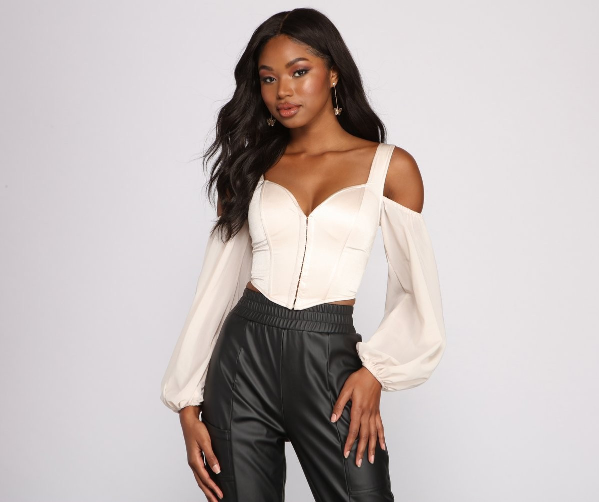 Feelin' Luxe Satin Corset Crop Top | Windsor Stores