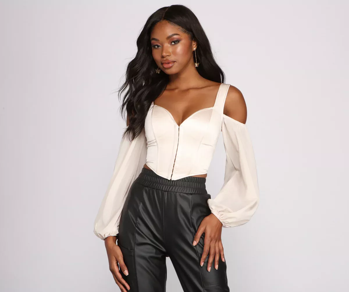 SATIN CORSET CROP TOP