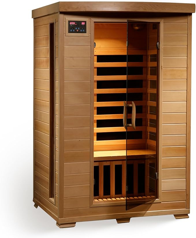 HEATWAVE Radiant Saunas 2-Person Hemlock Infrared Sauna with 6 Carbon Heaters, Chromotherapy Ligh... | Amazon (US)