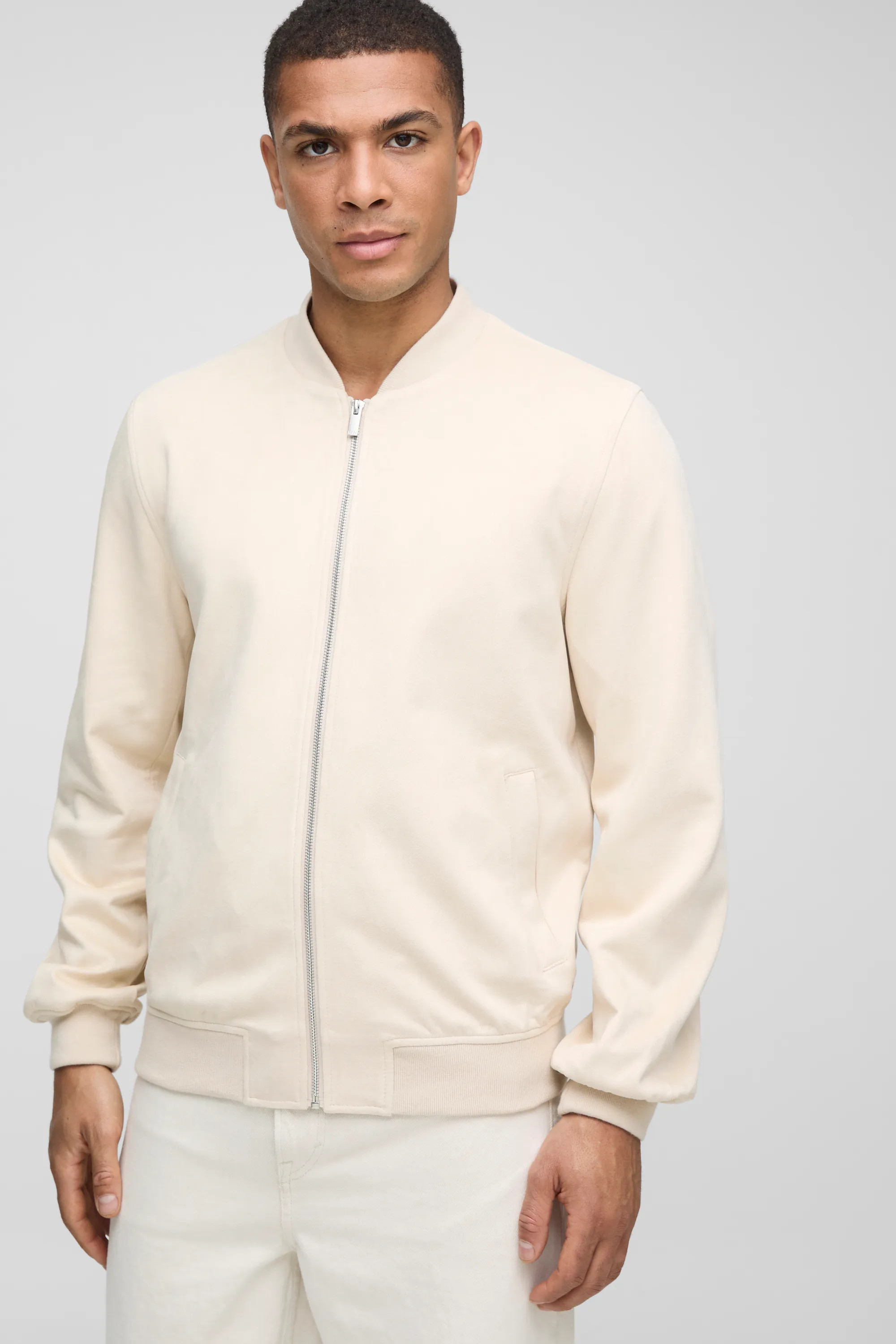 Faux Suede Regular Fit Bomber Jacket | boohooMAN (US & Canada)