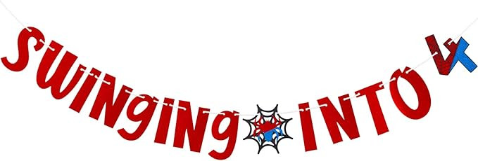 Spider Birthday Banner, Swinging Into 4 Spider Themed Cartoon Party Decoration Supplies for Boys ... | Amazon (US)