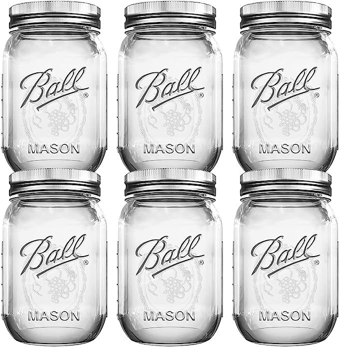Ball Mason Jars 16 oz Bundle with Non Slip Jar Opener brand BHL Jars Set of 6 - 16 Ounce Size Mas... | Amazon (US)