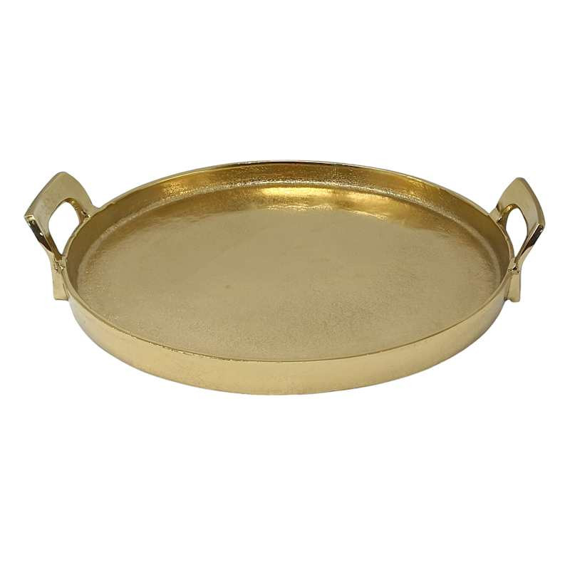 Gold Cast Round Aluminum Tray, 16" | At Home