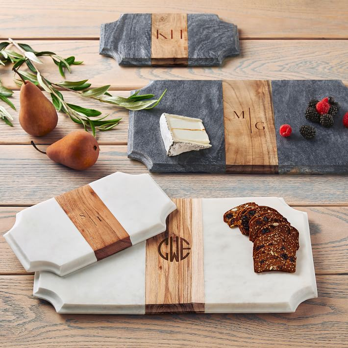 Wood and Marble Beveled Cheese Board | Mark and Graham