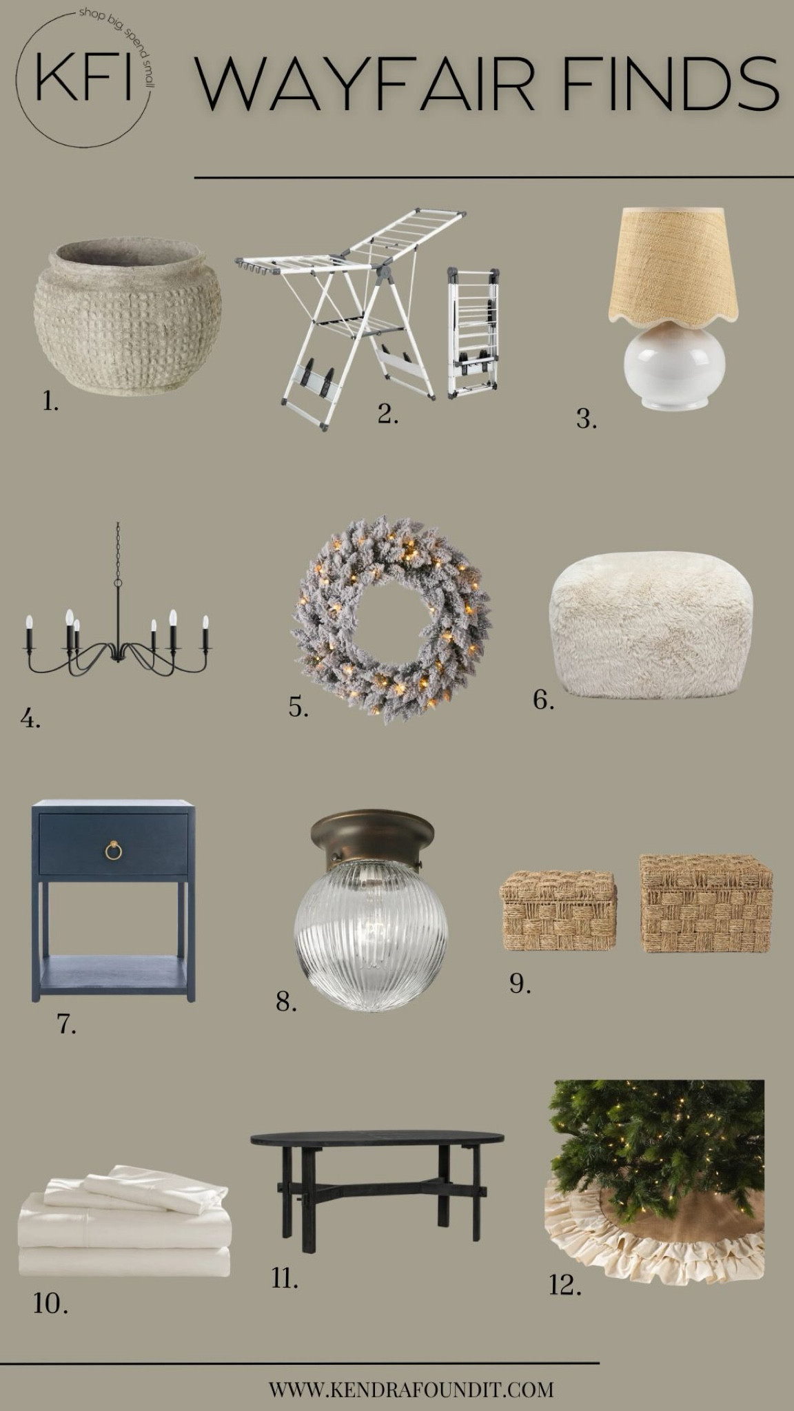 I’ve got a brand new round of Wayfair finds for you! 🖤 If you love modern organic or transitional home decor, you’re going to love this roundup. It includes my new (and super functional) metal folding laundry rack. It’s perfect for small spaces and I’m telling ya, this thing is a workhorse.

I’ve also rounded up a modern organic Christmas tree skirt, a flocked holiday door wreath, a faux fur ottoman, coastal bedside tables, an affordable transitional light fixture, woven wicker boxes, and so much more.

#wayfairpartner #wayfair #onlyatwayfair @wayfair 

#LTKFindsUnder50 #LTKHoliday #LTKHome