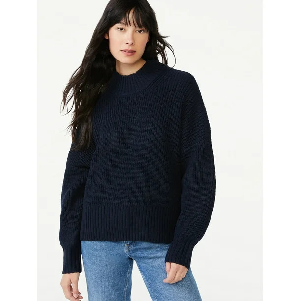 Free Assembly Women's Oversized Mock Neck Sweater - Walmart.com | Walmart (US)