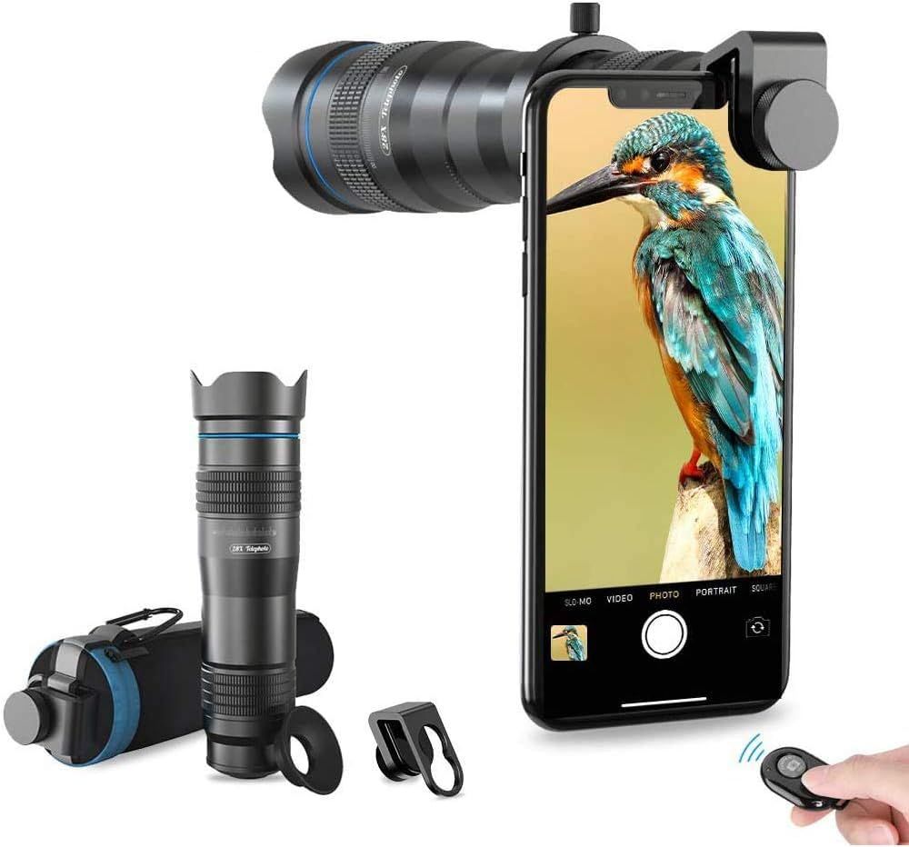 APEXEL High Power 28x HD Phone Telephoto Lens with Remote Shutter Works with iPhone X/XR Samsung ... | Amazon (US)