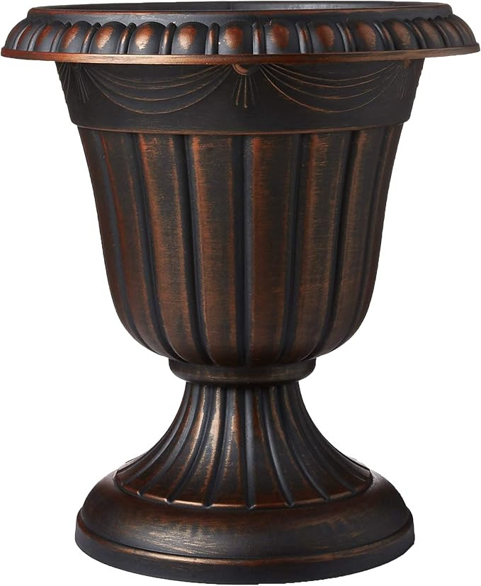 Arcadia Garden Products PL10CP Classic Traditional Plastic Urn Planter Indoor/Outdoor, 15" x 13",... | Amazon (US)