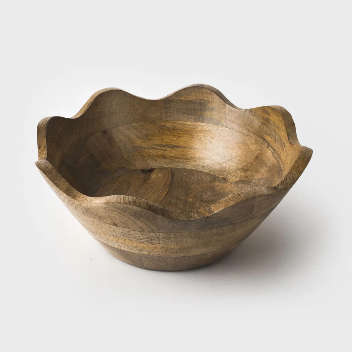 Hand Carved Mango Wood Scallop Bowl in Natural, Medium | Wayfair North America