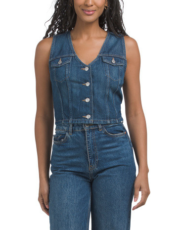 Bella Denim Corset Side Scrape Vest | TJ Maxx