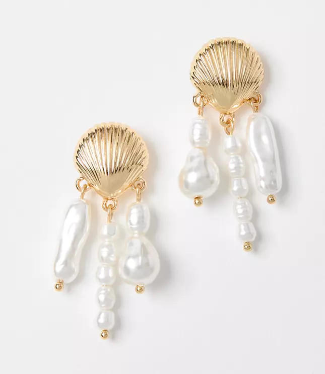 Seashell Pearlized Drop Earrings | LOFT