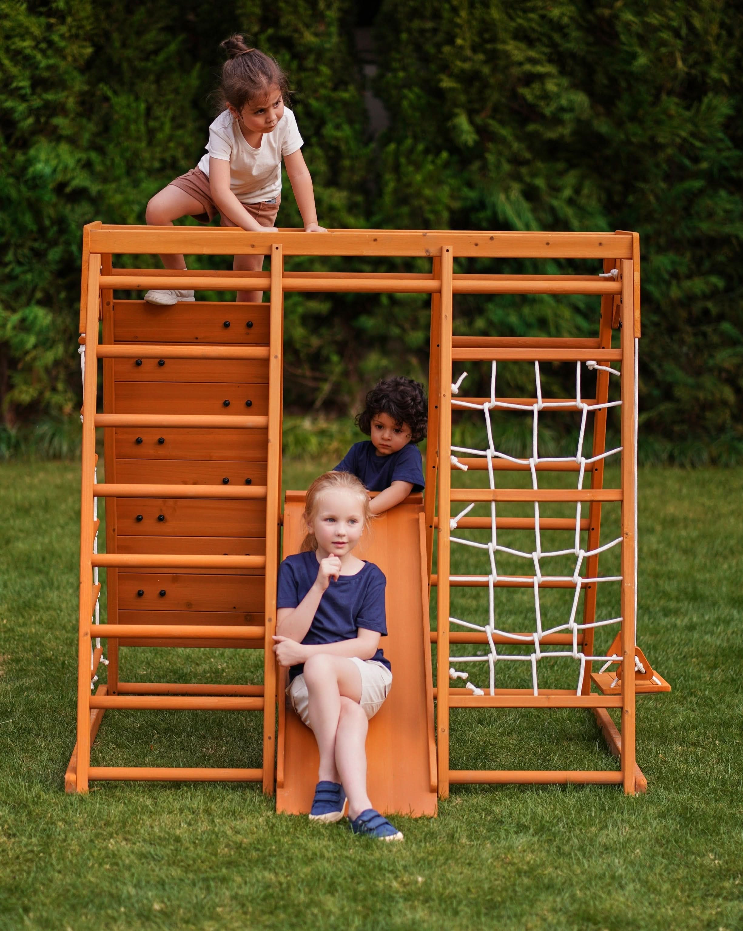 Magnolia 7-in-1 Real Wood Playset for Indoor & Outdoor Active Play | Avenlur