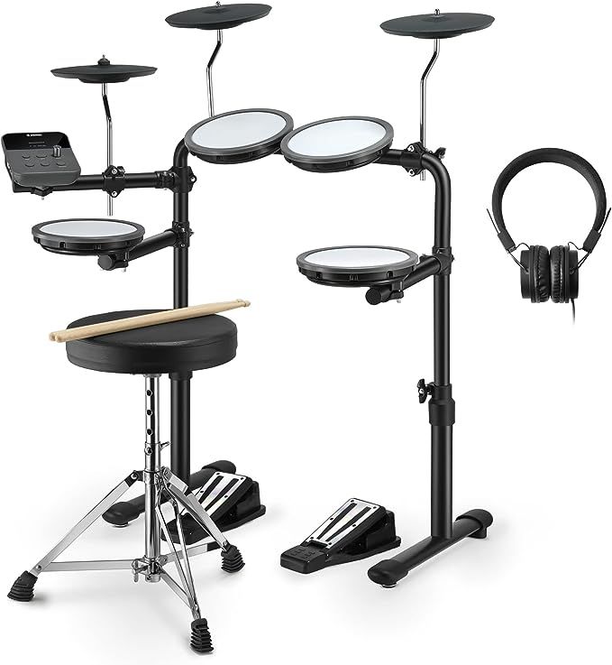 Donner DED-70 Electric Drum Set with 4 Quiet Mesh Drum Pads, 2 Switch Pedal, Portable and Solid D... | Amazon (US)