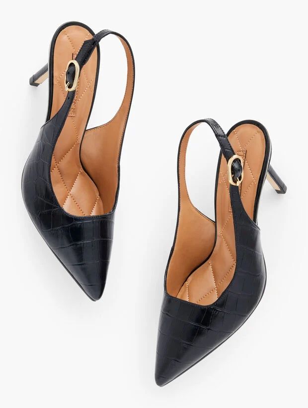 Erica Slingback Kitten Heel Pumps - Embossed | Talbots