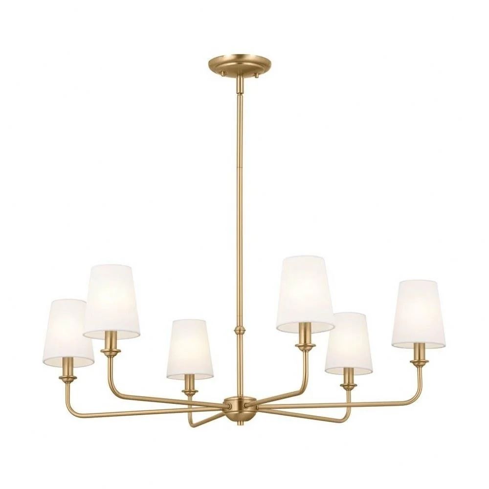 6 Light Chandelier in Traditional Style-13.75 inches Tall and 32.25 inches Wide-Brushed Natural B... | Walmart (US)