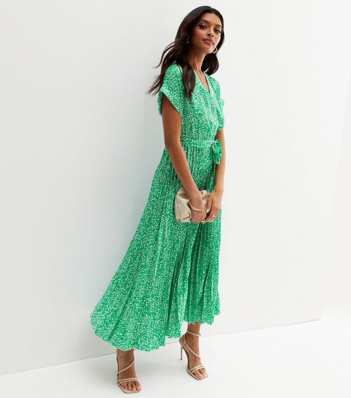 Green Animal Print Satin Pleated Midi Wrap Dress
						
						Add to Saved Items
						Remove fro... | New Look (UK)