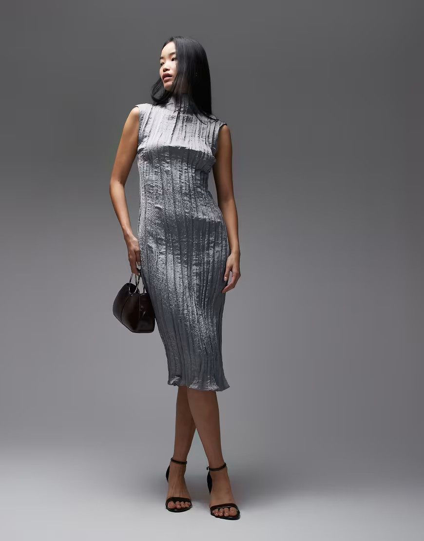 & Other Stories – Midikleid in Knitteroptik in Grau mit Seitenschlitz | ASOS (Global)