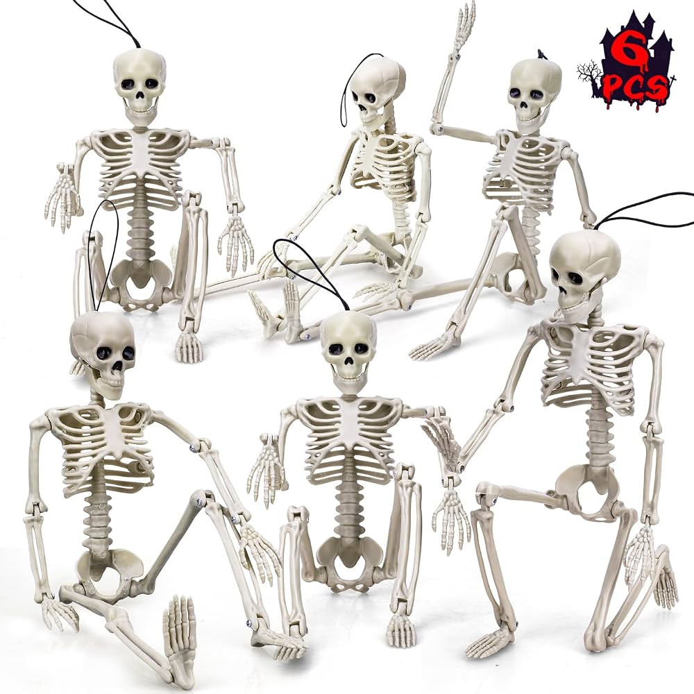 TOY Life 6 Pcs Halloween Skeleton 16" Posable Skeleton Decor, Full Body Posable Joints Halloween ... | Amazon (US)