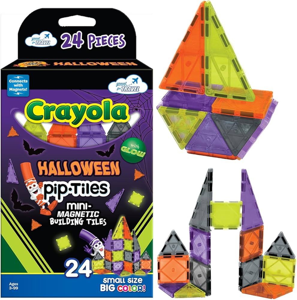CreateOn Crayola Halloween Mini Magnetic PIP-Tiles with Glow in The Dark Tiles, Magnetic Building... | Amazon (US)