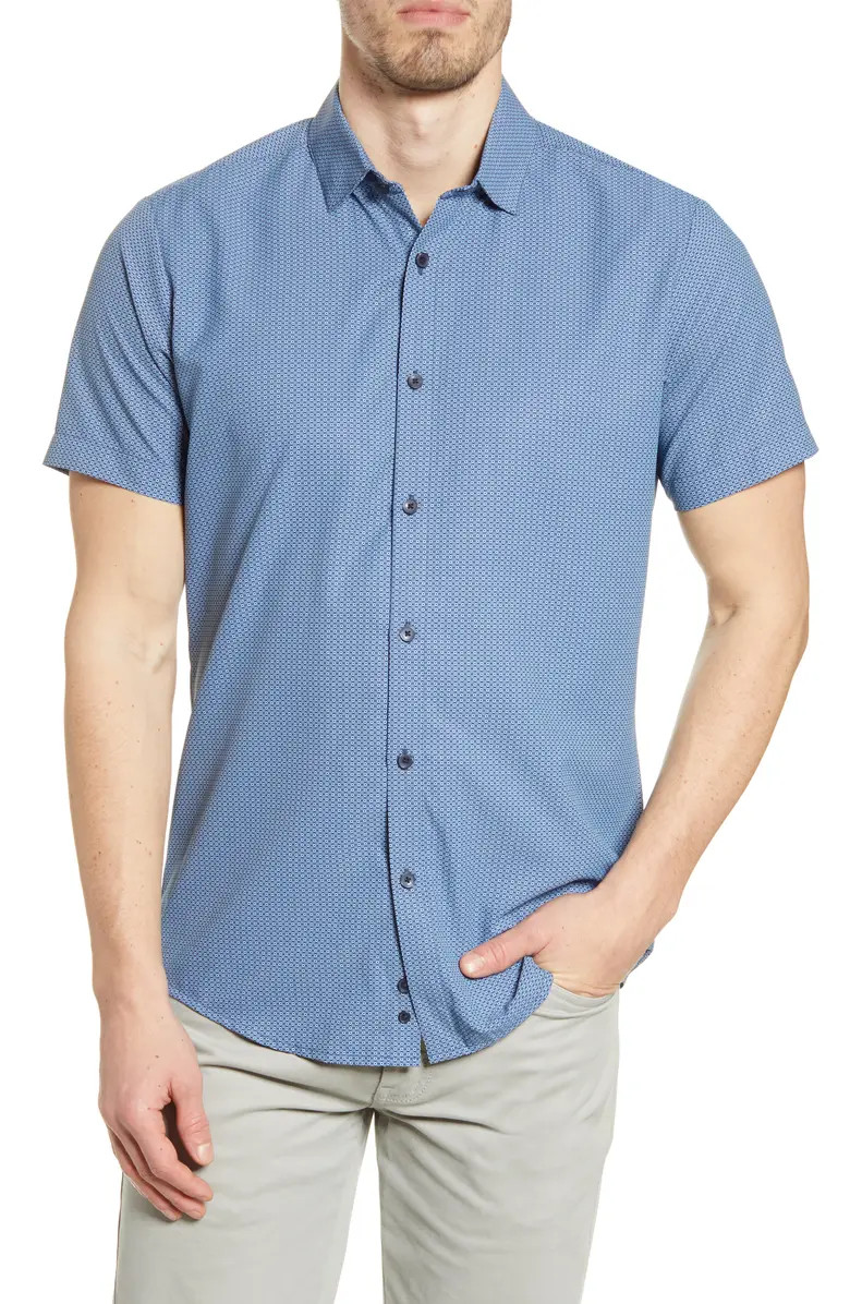Mizzen + Main Leeward Trim Fit Short Sleeve Button-Up Performance Shirt | Nordstrom
