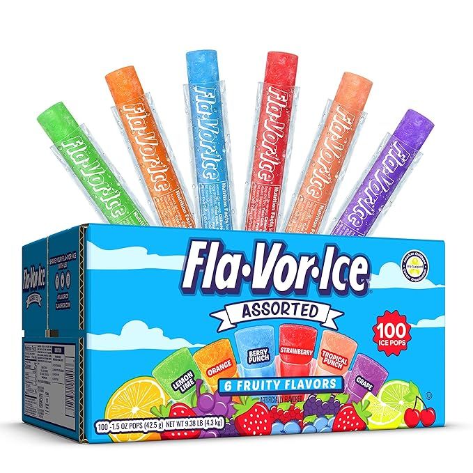 Fla-Vor-Ice Popsicle Variety Pack of 1.5 Oz Freezer Bars, Assorted Flavors, 100 Count | Amazon (US)