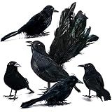 UWIOFF 2 Pack 15'' Realistic Crows Lifesize Extra Large Handmade Black Feathered Crow for Hallowe... | Amazon (US)