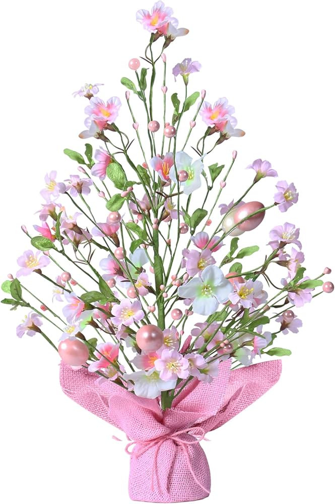 Super Holiday Easter Decorations, 18 Inch Artificial Easter Pink Egg Flower Tree Tabletop Decorat... | Amazon (US)