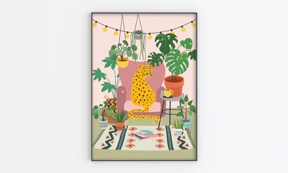 House Plants | Colourful Illustration Boho Print | A6/A5/A4/A3/A2/A1 | Living Room Wall Art | Unf... | Etsy (US)