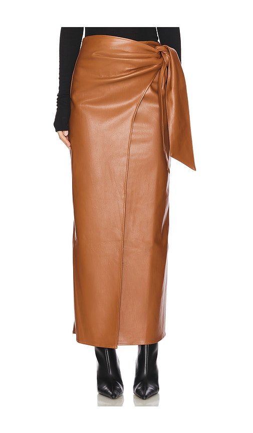 ALL THE WAYS Kassidy Faux Leather Skirt in Brown. - size XS | Revolve Clothing (Global)