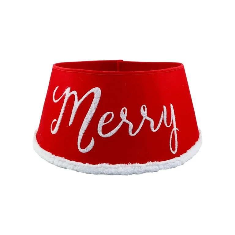 Holiday Time Red Merry Felt Tree Stand Band, Assembled Diameter Is 23 Inch, Height is 10 Inch, We... | Walmart (US)