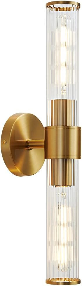 Vaziden Bathroom Light Fixtures, Gold Wall Sconce in Threaded Glass Indoor Wall Sconces, Modern B... | Amazon (US)