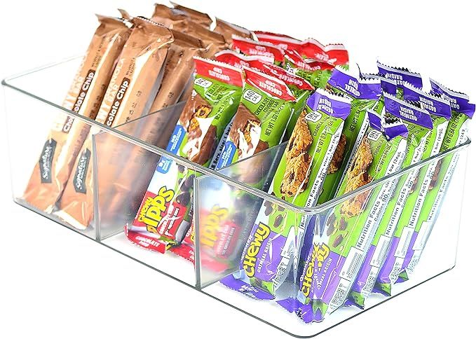 Youngever 2 Pack Clear Plastic Packet Storage Organizer 11" x 6" x 3.5", 3 Divided Sections Pantr... | Amazon (US)